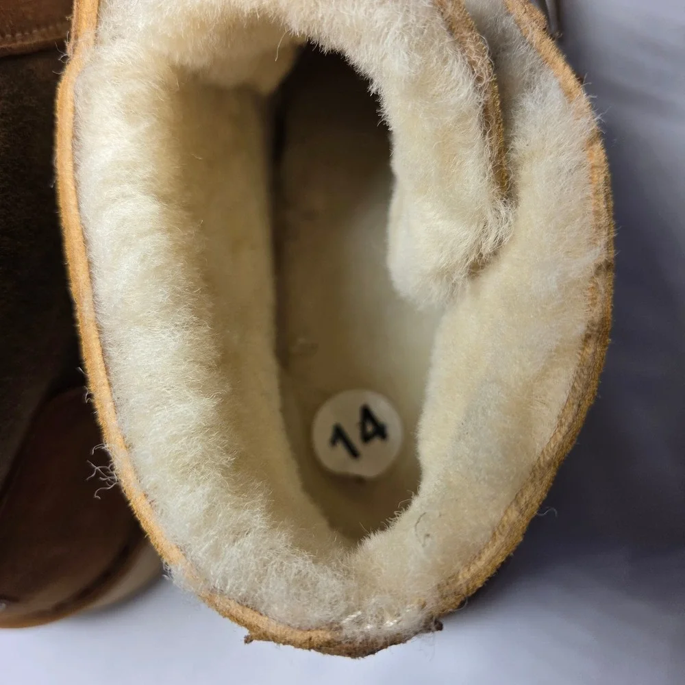 UGG Regenerate Neumel Sand Olive Brown Leather Shearling Chukka Boots Mens 14